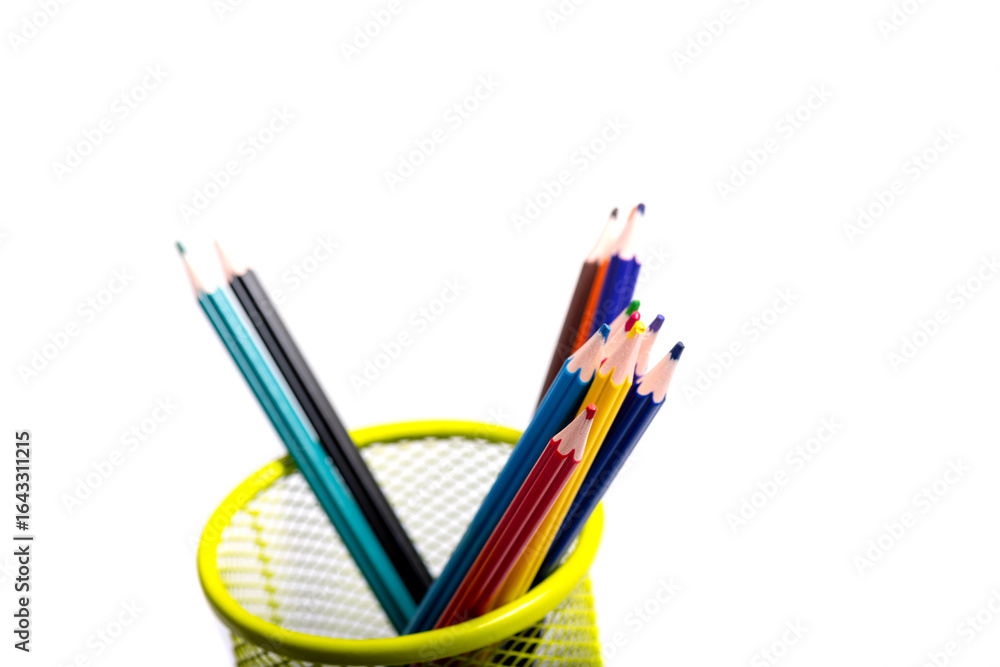 Fototapeta premium Color pencils on a white background,