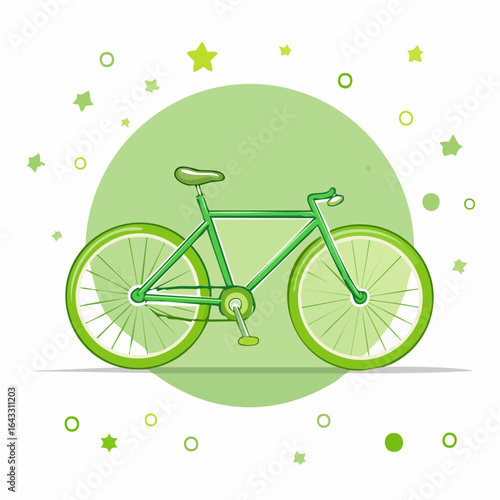 Eco friendly green bicycle illustration with lime slice wheels for sustainable transport