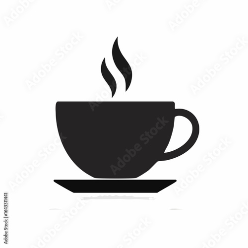 Minimalist Steaming Hot Beverage Cup Icon Silhouette