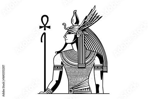 Egyptian Pharaoh Holding Ankh Symbol