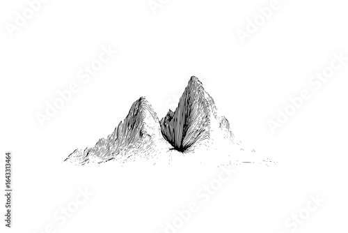 Snowy Mountain Peaks Isolated on Background