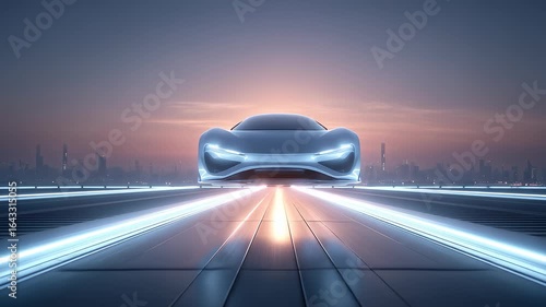 Futuristic Flying Car Shuttle City