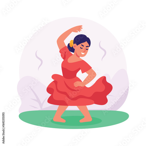 Woman performing flamenco dance at Spanish cultural festival event