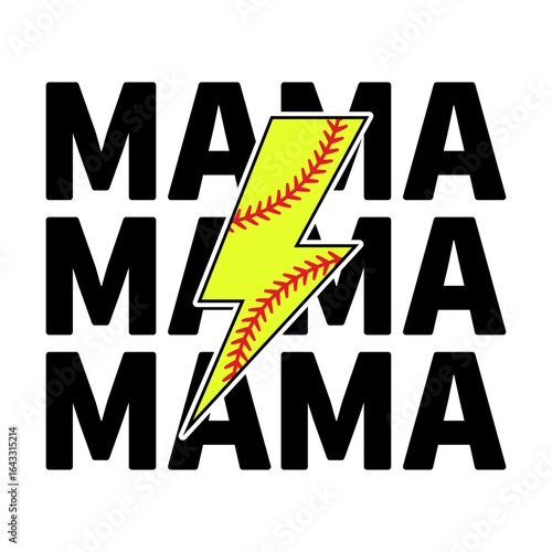 Baseball mama, thunderbolt vg cut file. Isolated vector illustration.