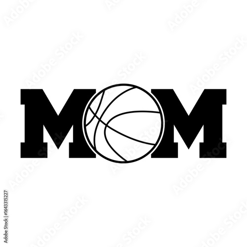Basketball mom svg cut file. Isolated vector illustration.