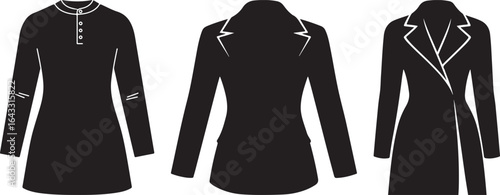 Fashionable Outfits Black and White Illustration