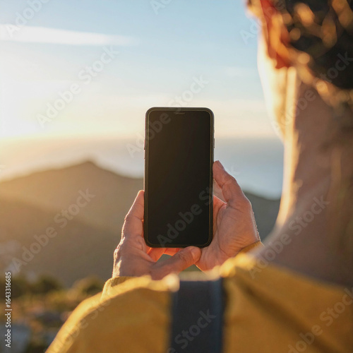  Person Holding Smartphone with Blank Screen for AI Chat