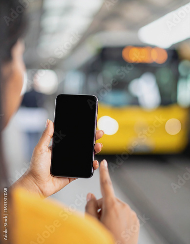  Person Holding Smartphone with Blank Screen for AI Chat