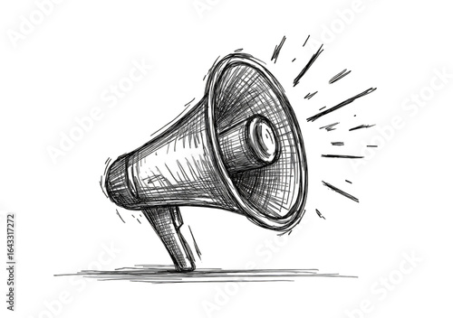 Dark graphic megaphone, radiating light