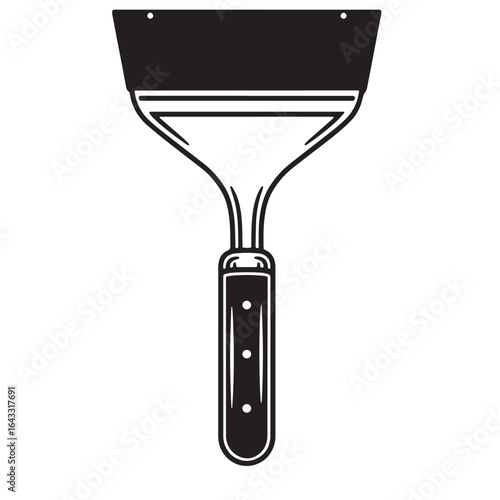 Vector illustration of a black and white paint scraper tool isolated on white background