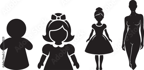 Stages of woman development silhouettes vector