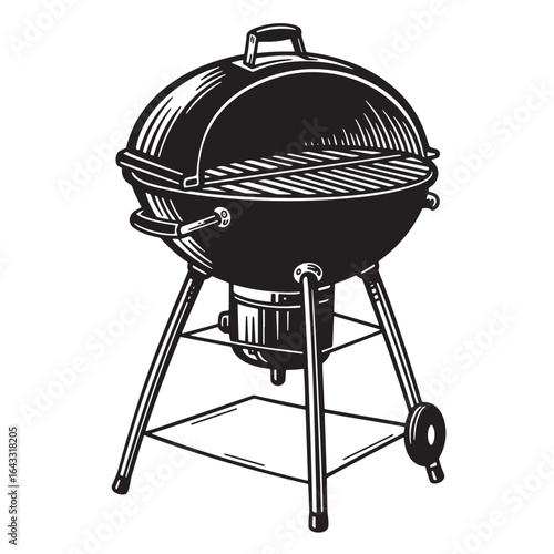 Vector illustration of a classic round charcoal grill for outdoor cooking