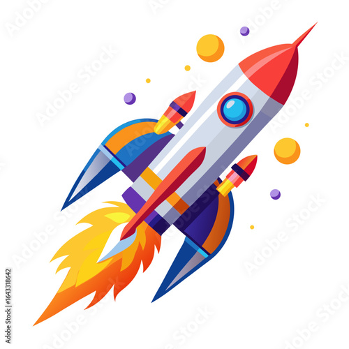 Futuristic Rocket Launch Vector Illustration for Space Exploration