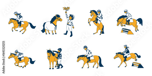 Set with young jockeys and ponies during horse racing