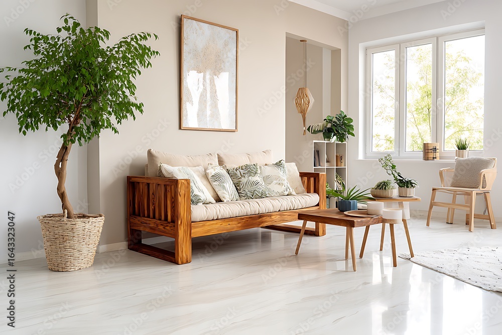 Fototapeta premium Cozy modern living room with elegant furniture 