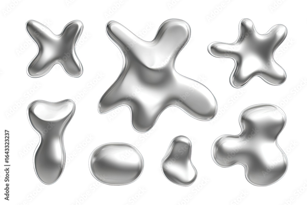 Obraz premium Abstract silver liquid blobs
