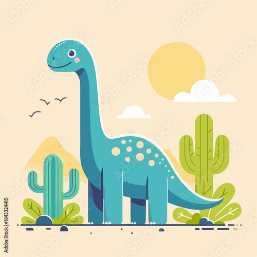 cute apatosaurus dinosaur illustration 