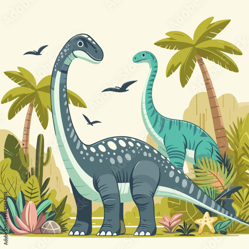 cute apatosaurus dinosaur illustration 