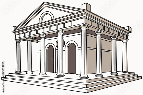 Classical Temple with Columns and Arches building architecture