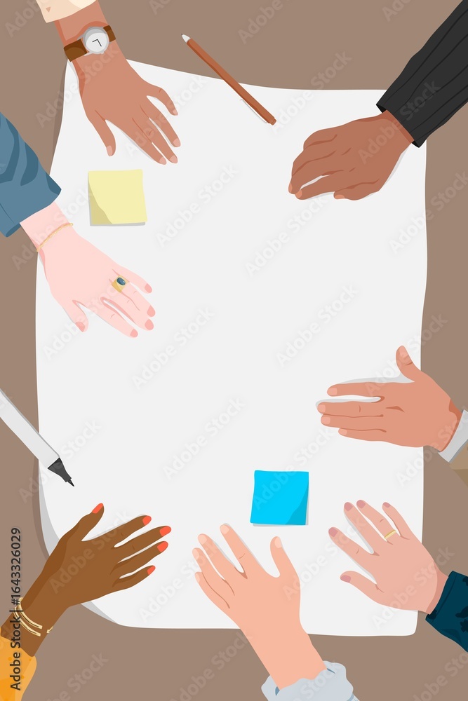 Obraz premium Business frame background, diverse hands in meeting