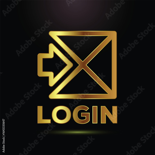 Golden Login Icon with Arrow and Envelope Design for Website User Authentication and Access