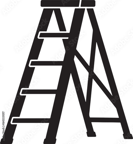 Black stepladder icon on white background