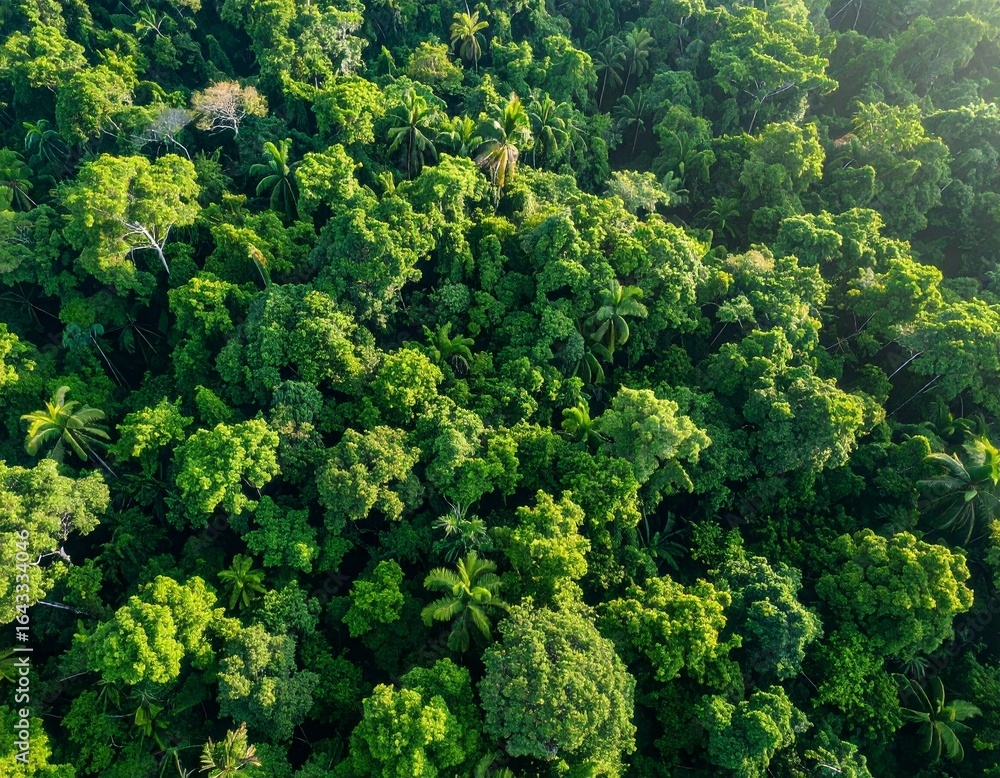 Naklejka premium Aerial View of Tropical Jungle Canopy Background