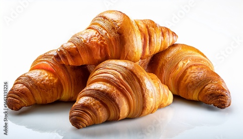four croissants on white background closeup food photography pastry bakery croissant french