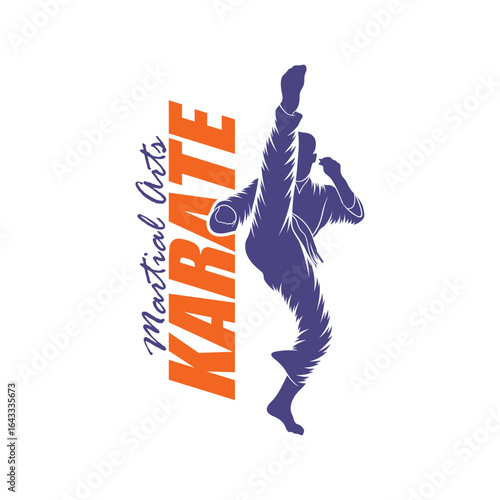 Karate logo design vector. Silhouette Karate Fighter Template Illustration