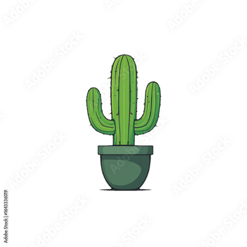Vector illustration of a cactus plant in a green pot