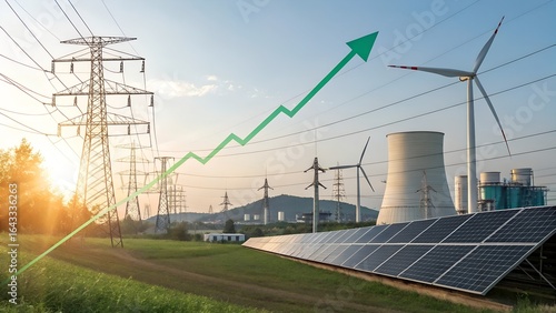 Conceptual image depicting the rise in energy prices, highlighting the increasing costs of energy and the shift towards sustainable alternatives and renewable resources to combat these challenges.