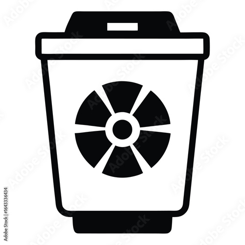 Nuclear Waste Bin Vector Icon – Radioactive Garbage Disposal Symbol