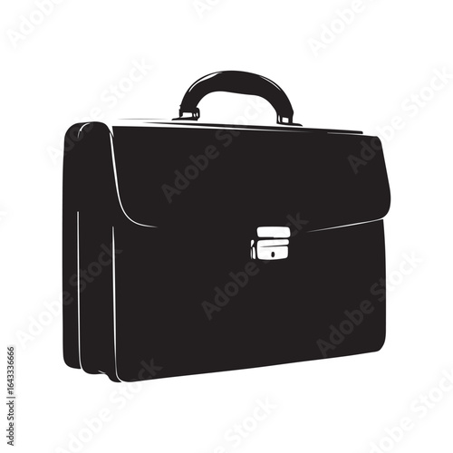 Black Briefcase on White Background Business Accessories