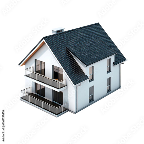 Wallpaper Mural Modern white house with dark roof isolated on transparent background Torontodigital.ca