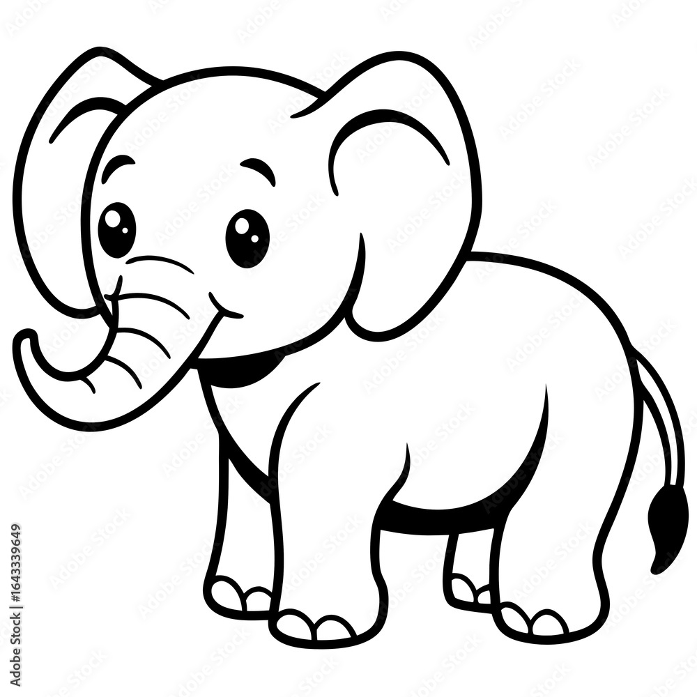 Fototapeta premium elephant cartoon coloring page