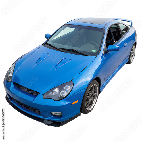 Blue Car PNG – Front and Top View Realistic Vehicle Isolated on Transparent Background