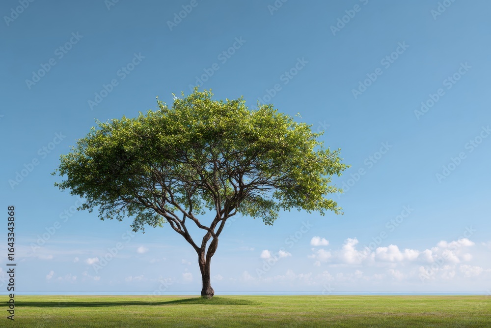 Obraz premium Elegant tree silhouette against a pristine background for nature enthusiasts and landscape designers, ideal for tranquil outdoor themes and eco-conscious projects