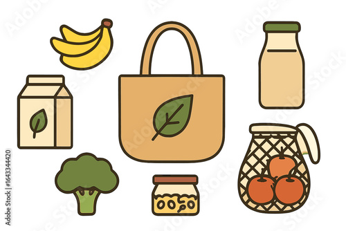Fresh produce and groceries in a reusable bag showcasing sustainable shopping habits