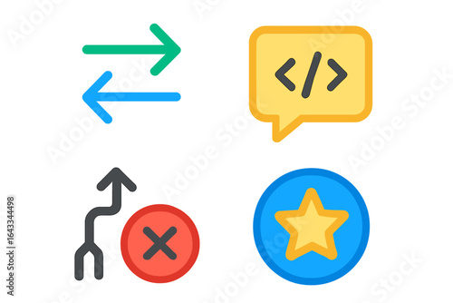 Free Download Colorful symbols representing code, direction, and functionality in a digital context, illustrating technology concepts effectively - GFXLoad