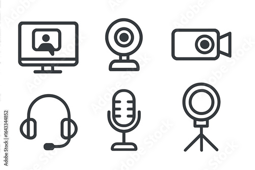 Equipment for content creation includes cameras, microphones, and lighting setups for producing high-quality videos