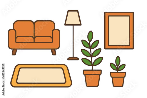 Cozy living room elements with couch, lamp, plants, and picture frame for home decor inspiration