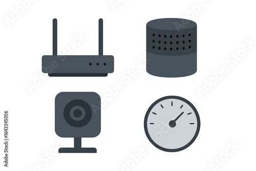 Collection of essential networking devices and tools for modern tech setups in a minimalistic design style