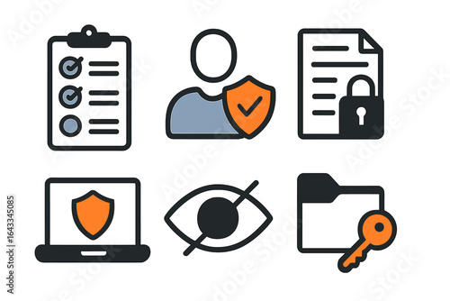 Security measures for data protection in digital environments with visual icons representing privacy and safety