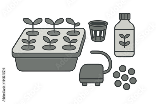 Gardening supplies for starting seedlings indoors during spring cultivation season