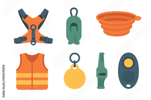 Safety equipment for outdoor adventures displayed on a white background with essential tools for various activities