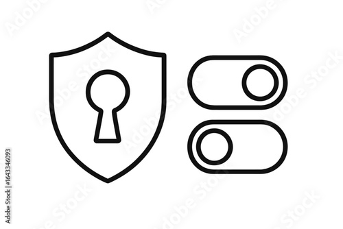 Security icons representing data protection and privacy settings in a digital environment