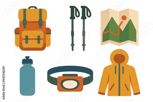 Essential hiking gear for outdoor adventures in nature during sunny weather