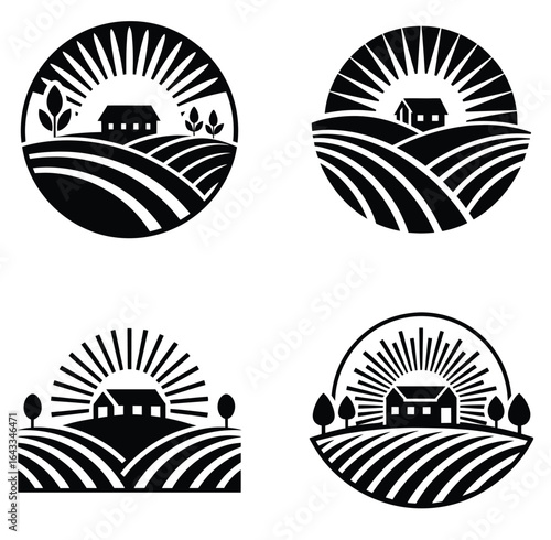 Minimalist Farmhouse Sunrise Logo Set
