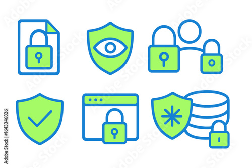 Various security icons representing data protection and privacy measures in digital environments
