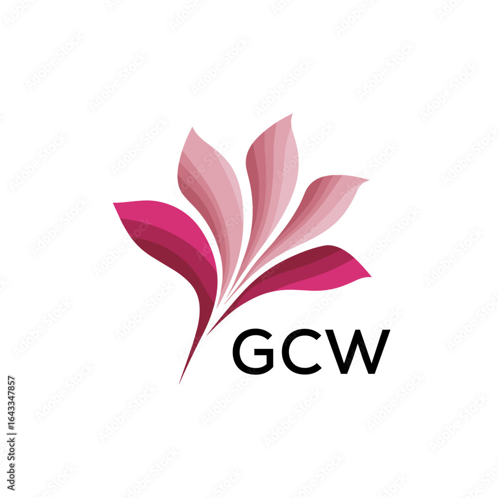Obraz premium GCW Modern Floral Abstract Logo Design, GCW Later Logo, Creative Botanical Brand Identity 